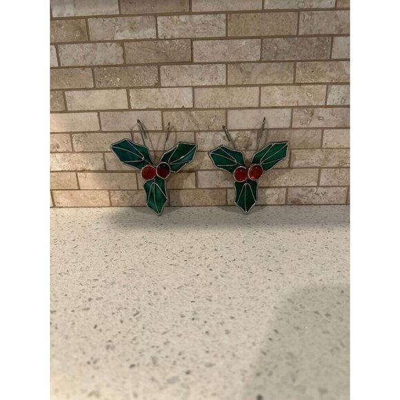 LOT CHRISTMAS STAINED GLASS DECOR - Picture 1 of 2